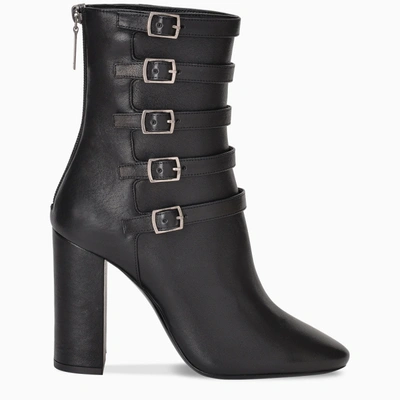 Shop Saint Laurent Buckle Strap Ankle Boots In Black