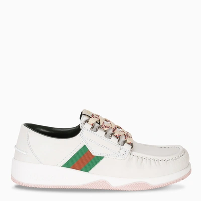 Shop Gucci White Lace-up Shoes With Web