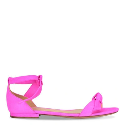 Shop Alexandre Birman Clarita Fuchsia Leather Flat Sandal In Pink