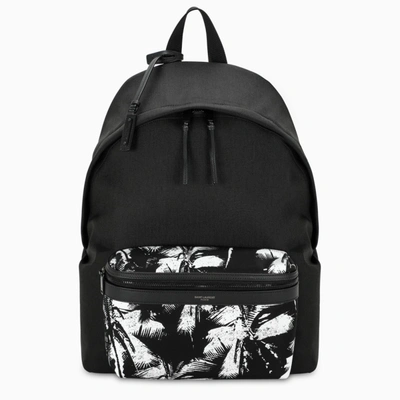 Shop Saint Laurent Palm Tree Print City Bag In Black