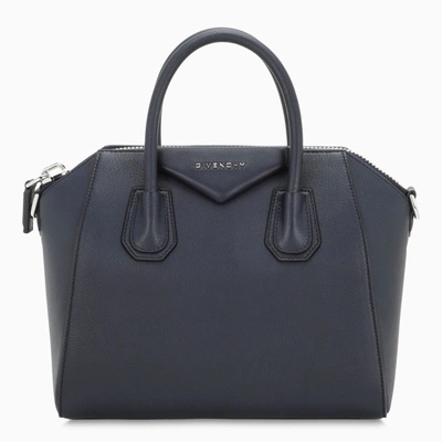 Shop Givenchy Navy Blue Small Antigona Bag