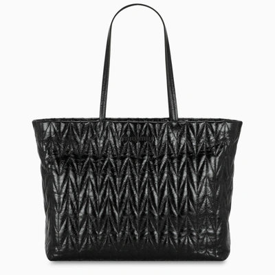 Shop Miu Miu Black Quilted-effect Tote Bag