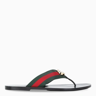 Shop Gucci Flip-flops With Web Tape In Black