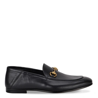 Shop Gucci Men's Horsebit Leather Loafers In Black