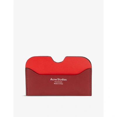 Shop Acne Studios Elma Leather Cardholder In Burgendy Multi