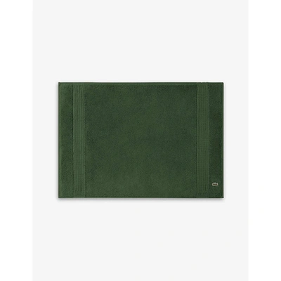 Lacoste Le Croco Logo-embroidered Organic Cotton Bath Mat 70cm X 50cm In Vert