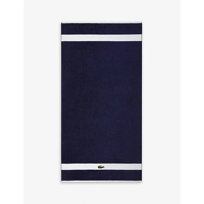 Lacoste Casual Organic Cotton Bath Towel 70cm X 140cm In Marine