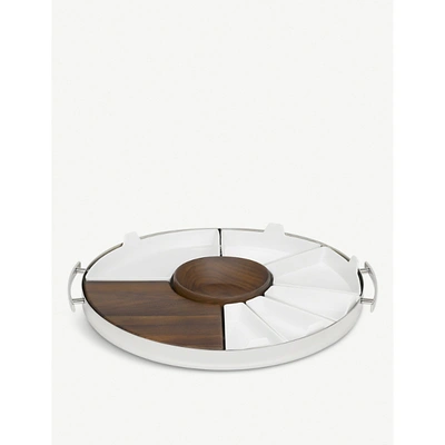 Christofle Mood Stainless Steel, Walnut & Porcelain 10-piece Party Tray