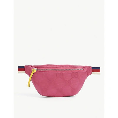 Shop Gucci Kids Gg Monogram-print Nylon Bum Bag In Pink