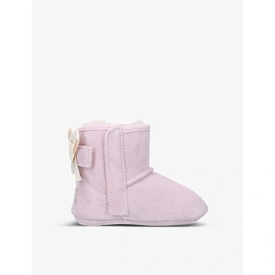 Shop Ugg Pale Pink Jesse Bow Ii Suede Boots 0-12 Months