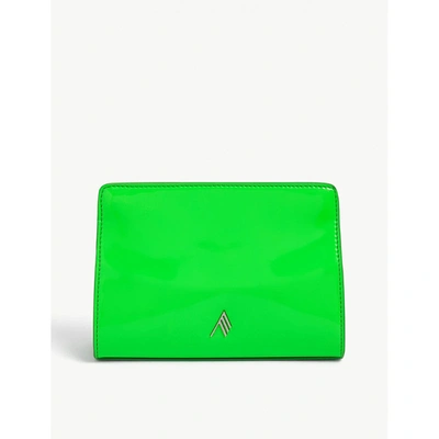 Shop Attico Womens Fluo Green Venice Patent Leather Clutch Bag 1 Size