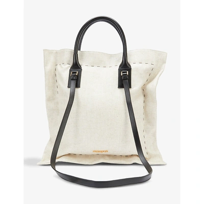 Shop Jacquemus Le Coussin Cotton Top Handle Bag In Dark Biege