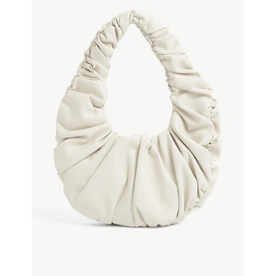 Shop Nanushka Anja Ruched Faux-leather Baguette Bag In Off White