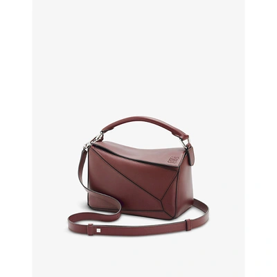 Shop Loewe Puzzle Small Leather Shoulder Bag In Berry