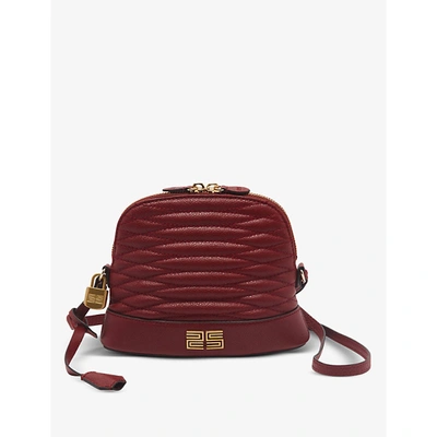 Shop Sandro Thelma Leather Shoulder Bag In Red Bordeaux