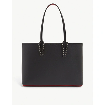 Shop Christian Louboutin Womens Black/black Cabata Small Stud-embellished Leather Tote Bag