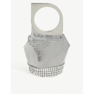 Shop Paco Rabanne Op' Art Metal Mesh Top-handle Bag In Silver