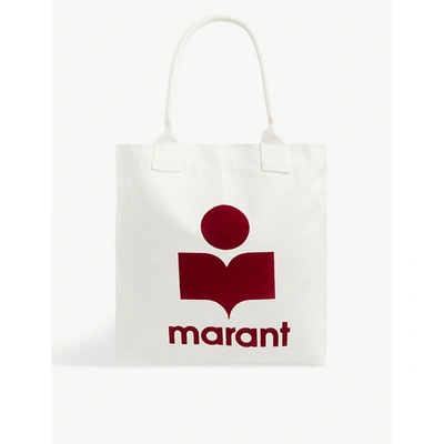 Shop Isabel Marant Yenky Cotton-canvas Tote Bag In Ecru