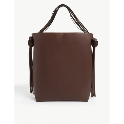 Shop Neous Saturn Leather Shoulder Bag In Chocolate/cream