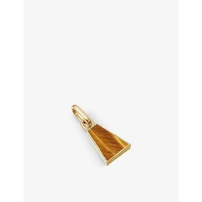 Shop Missoma Triangle 18ct Yellow Gold-plated Vermeil And Tiger's Eye Clip-on Pendant