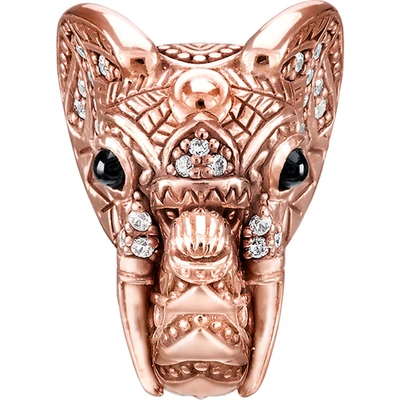 Shop Thomas Sabo Womens Elephant's Head 18ct Rose Gold-plated Sterling Silver, Zirconia And Onyx Karma Bead