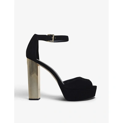 Shop Michael Michael Kors Paloma Suede Platform Sandals In Black