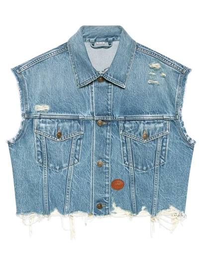 Shop Gucci X Disney Denim Vest In Blue