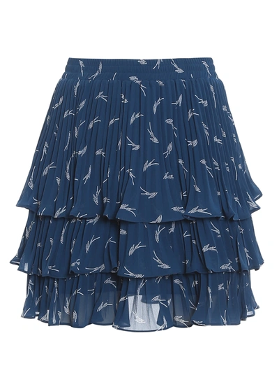 Shop Michael Kors Signature Logo Ruffled Skirt In Blue
