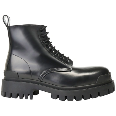 Shop Balenciaga Men's Genuine Leather Ankle Boots  Strike In Black