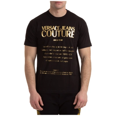 Shop Versace Jeans Couture Men's Short Sleeve T-shirt Crew Neckline Jumper In Black