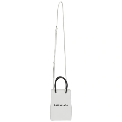 Shop Balenciaga Women's Leather Cross-body Messenger Shoulder Bag  Phone Holder In White