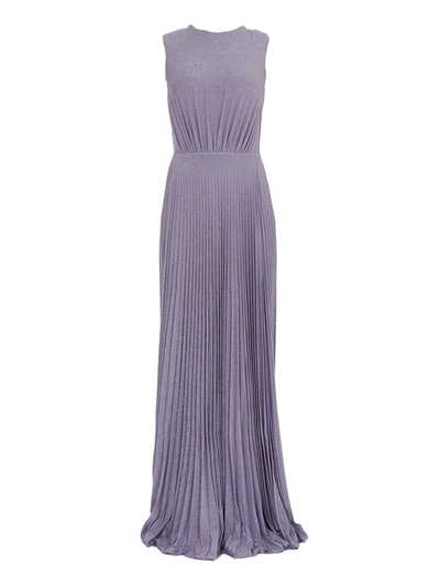 Shop Elisabetta Franchi Laminated Jersey Dress In Purple