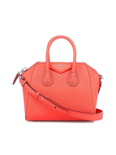 Shop Givenchy Antigona Mini Leather Bag In Red
