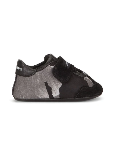 Shop Dolce & Gabbana Camouflage-print Leather-trim Sneakers In Black