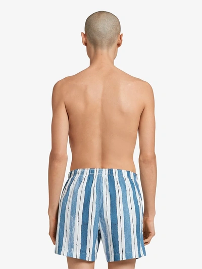 Shop Ermenegildo Zegna Striped Swim Shorts In Blue