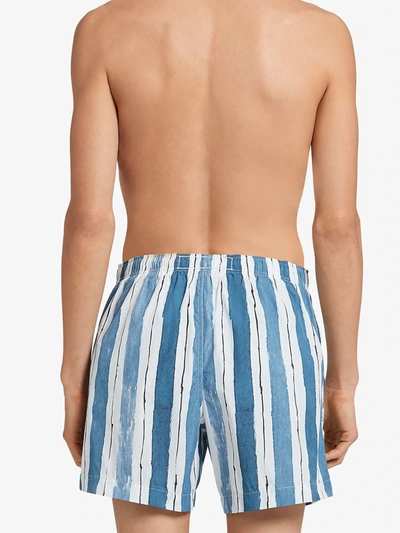 Shop Ermenegildo Zegna Striped Swim Shorts In Blue