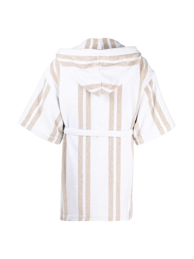 Shop Brunello Cucinelli Striped Short Robe In Neutrals