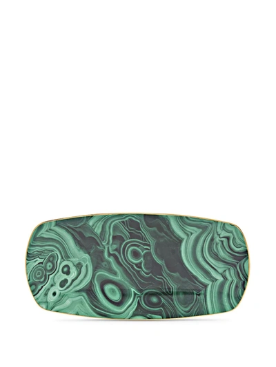 Shop L'objet Malachite Tray (30cm) In Green