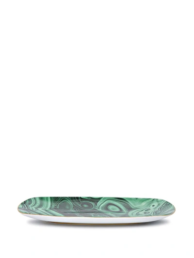 Shop L'objet Malachite Tray (30cm) In Green