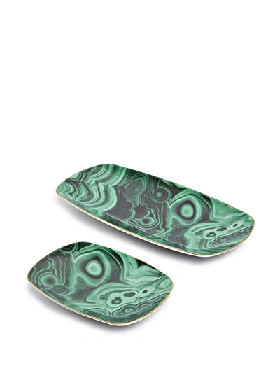 Shop L'objet Malachite Tray (30cm) In Green