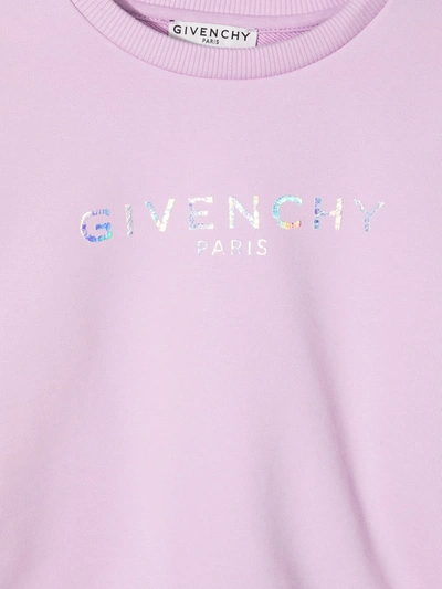 Shop Givenchy Logo Crew-neck Sweatshirt In Purple