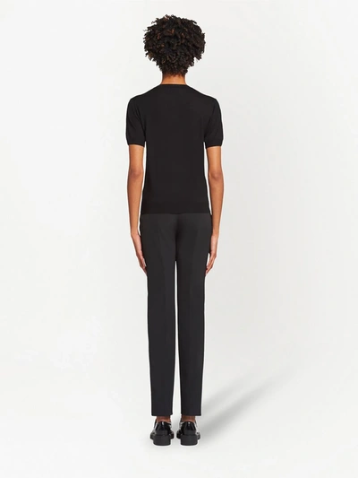 Prada Wool Short-sleeve Sweater In Black