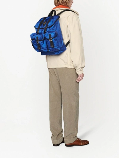 Shop Gucci Off The Grid Gg Multi-pocket Backpack In Blue
