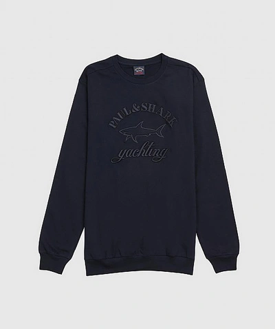 Shop Paul & Shark Embossed Logo Sweatshirt In Navy