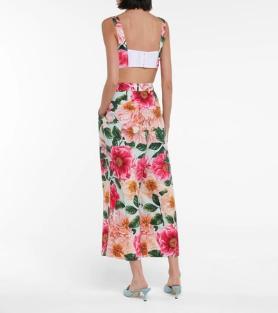 Shop Dolce & Gabbana Floral Cotton-blend Bustier In Multicoloured