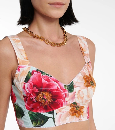 Shop Dolce & Gabbana Floral Cotton-blend Bustier In Multicoloured