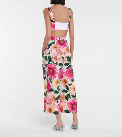 Shop Dolce & Gabbana Floral Cotton Poplin Straight Pants In Multicoloured
