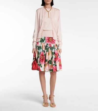 Shop Dolce & Gabbana Floral Cotton Skirt In Multicoloured