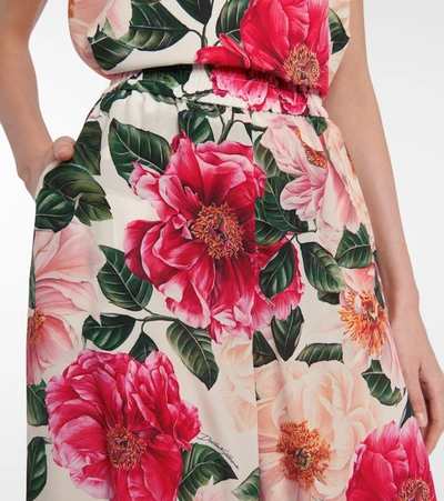 Shop Dolce & Gabbana Floral Wide-leg Silk Cady Pants In Pink