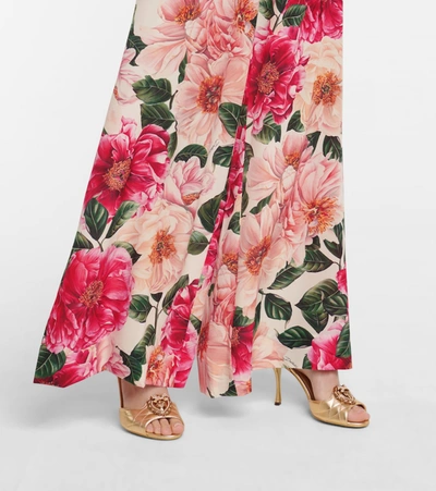 Shop Dolce & Gabbana Floral Wide-leg Silk Cady Pants In Pink